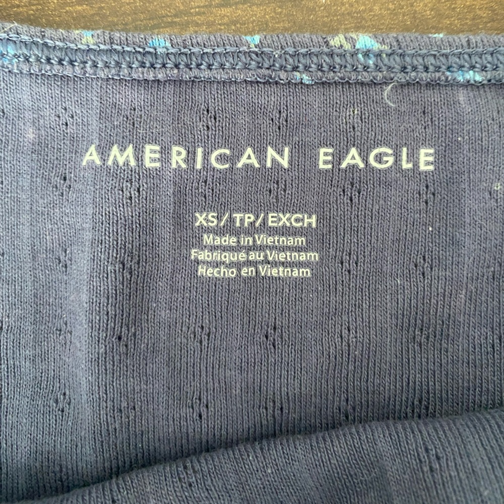 American Eagle Blue Floral Lace Trim Cami Top Size XS - Picture 4 of 12